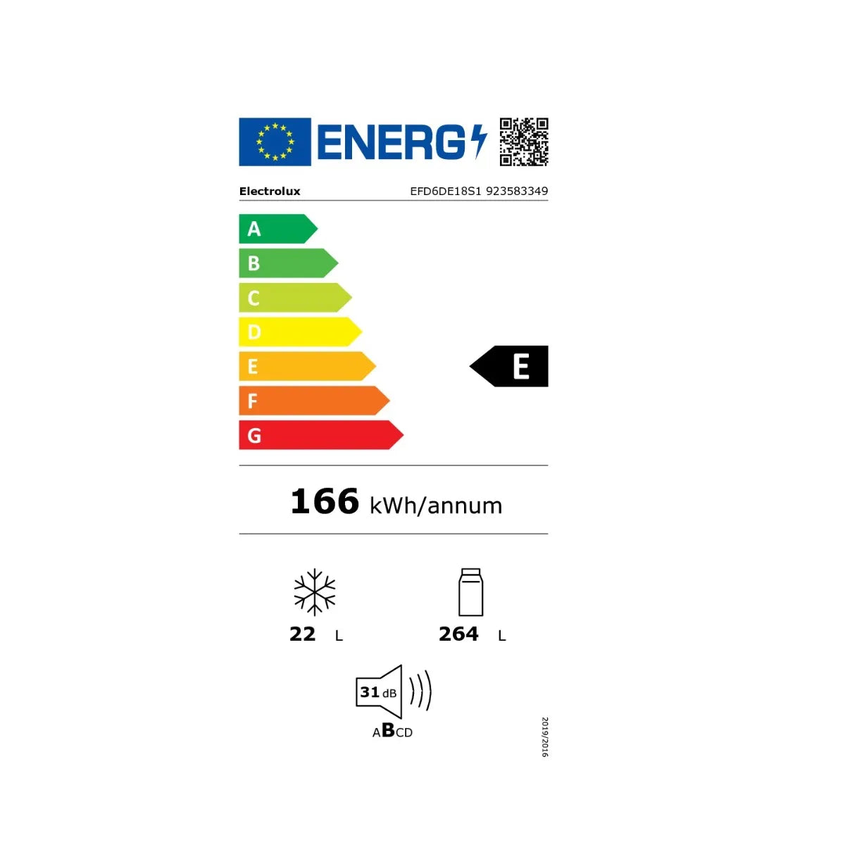 Electrolux EFD6DE18S1 Refrigerador Integrable 285 L