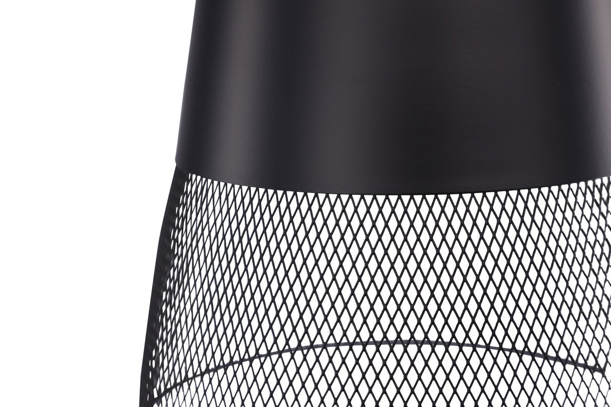 Luxusbetten24 Jolina Pendelleuchte – Schwarz, Mattschwarz, Mesh‑Schirm, Eisen, Design