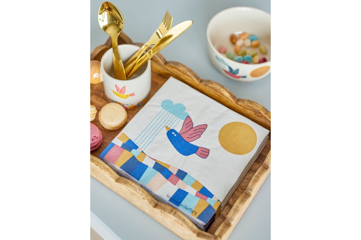 Luxusbetten24 Birdy Kinder-Servietten Naturfarbenes Papier 20er-Set für Kinder