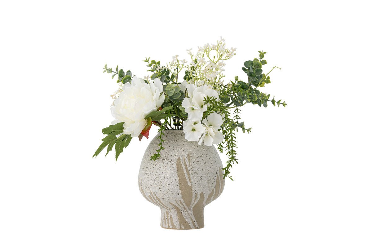 Künstlicher Blumenstrauß Sirmione – Weiße Chrysantheme mit Grünakzenten