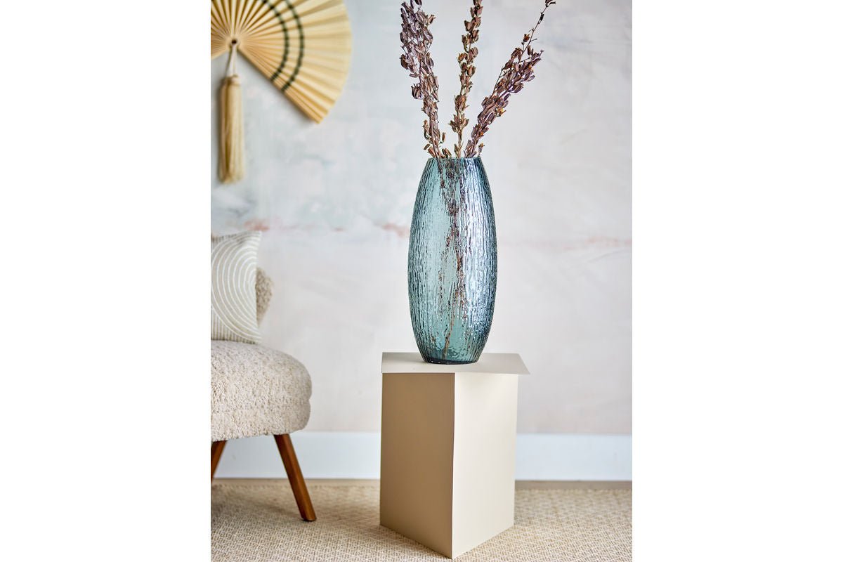 Luxusbetten24 Vase „Smoky Water“ Dekoratives Handgefertigtes Glas, Blau/Grau