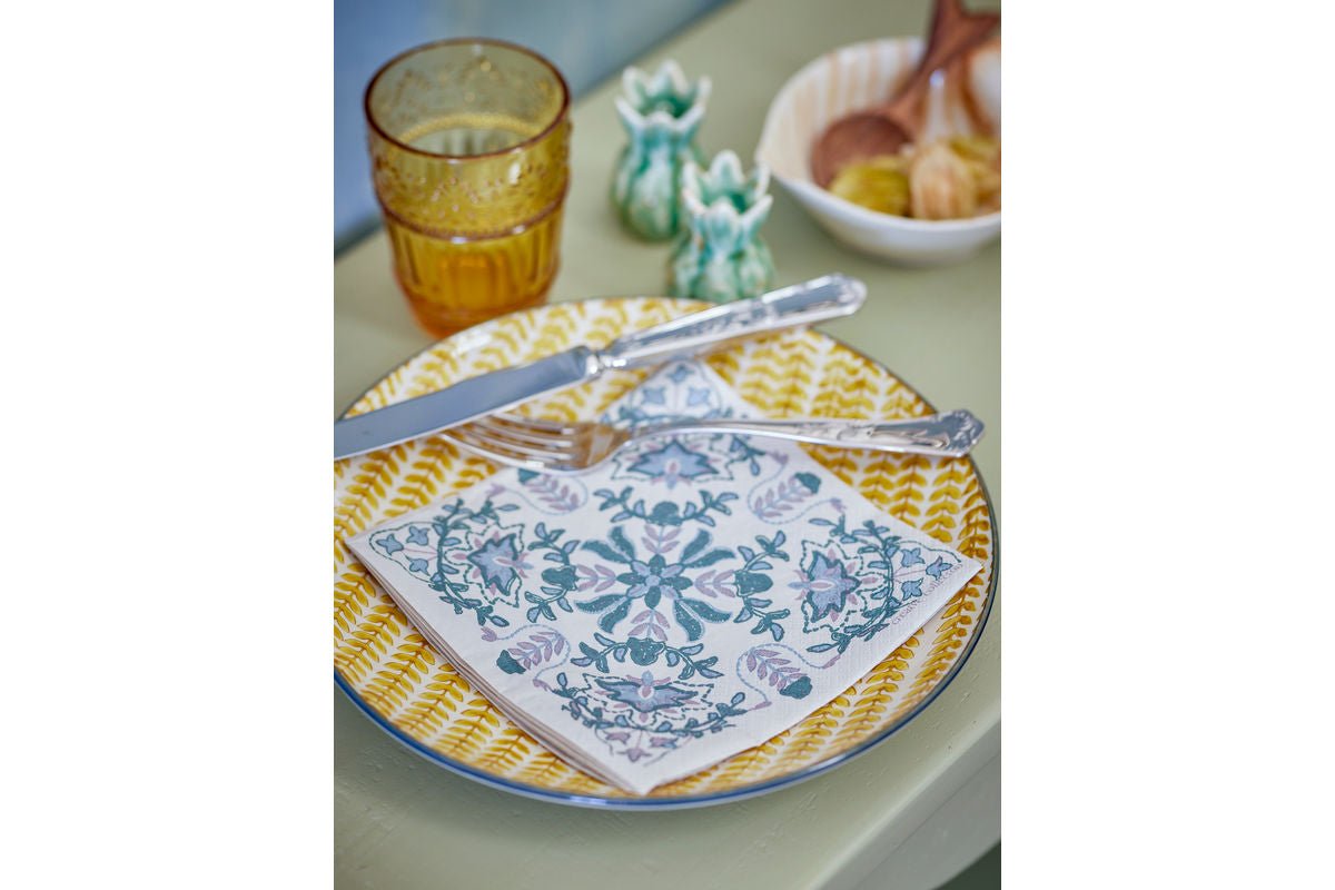Florine Papierservietten Blau – 33×33 cm, 20 Stück, Blumenmuster