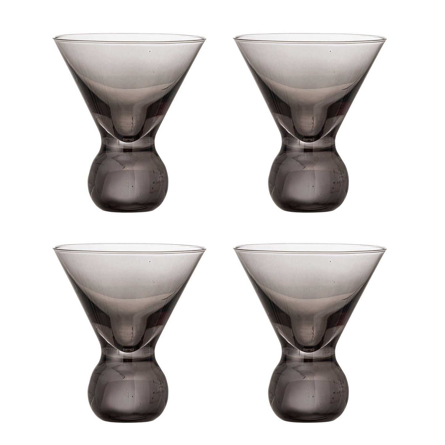 Luxusbetten24 Elvo Cocktailgläser Farbiges Glas Skulpturale Form 4er-Set