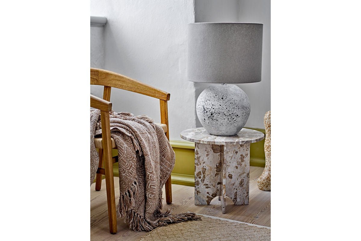 Luxusbetten24 Tischlampe Marbey aus Steingut Handgefertigt Beige Wohnzimmer