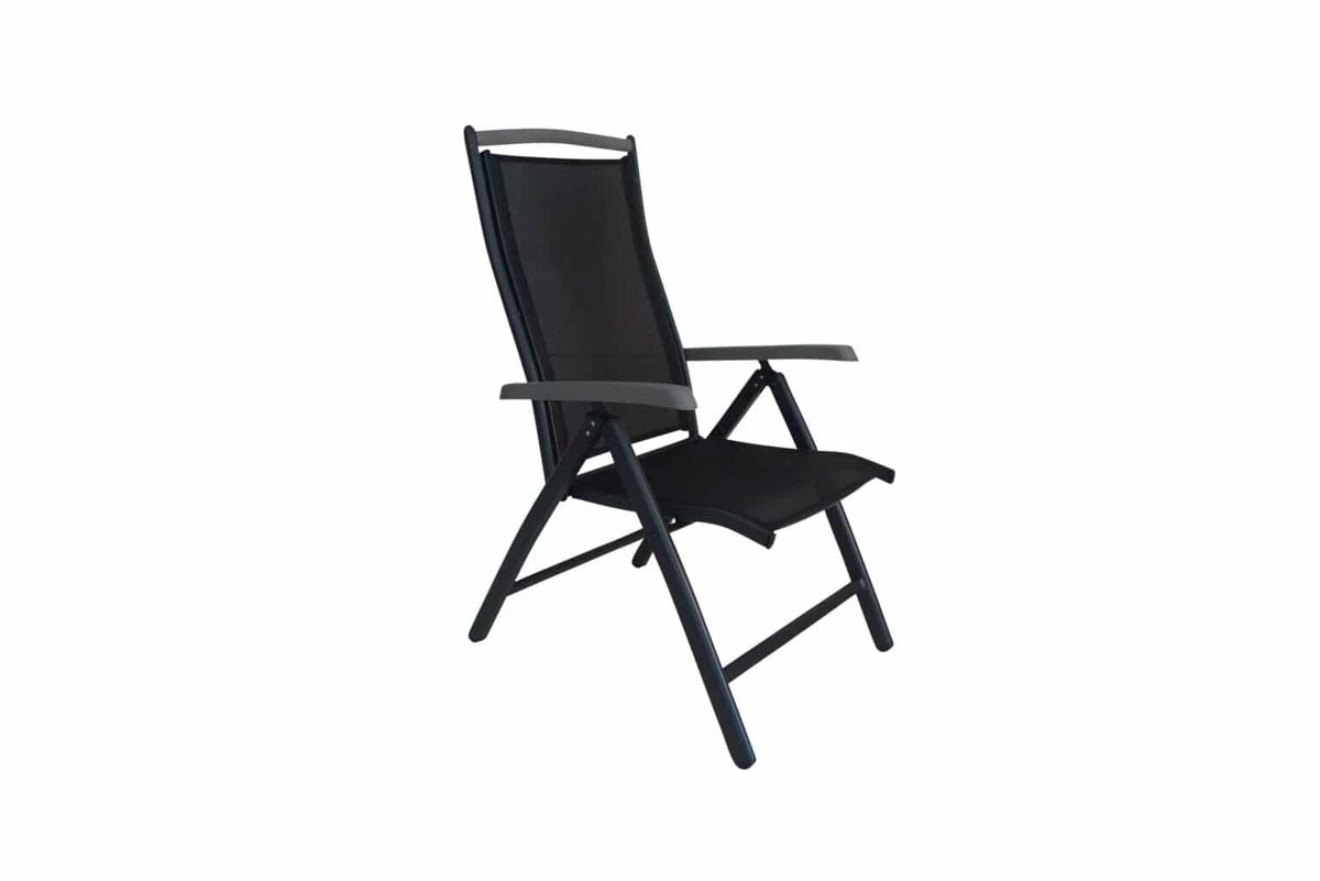 Luxusbetten24 Aurelio Gartenstuhl 5‑Positionen einstellbar 2er Set Schwarz