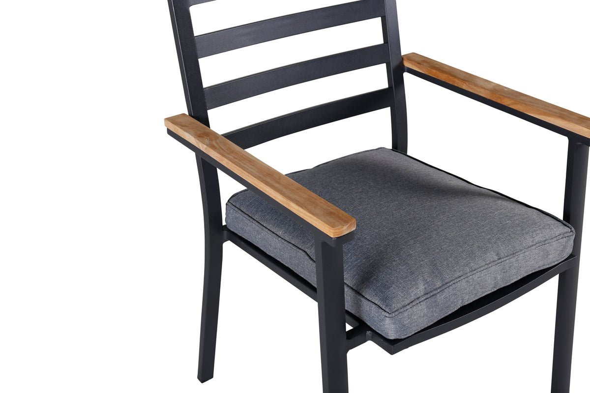 Luxusbetten24 Tala Gartenstuhl-Set, Schwarz, 2er Set mit Kissen