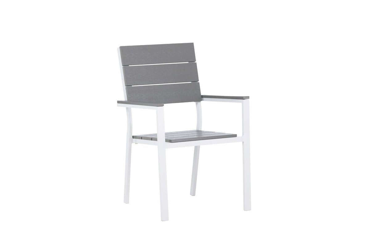 2er Set Gartenstuhl Vita Weiß/Grau Aluminium Aintwood Design