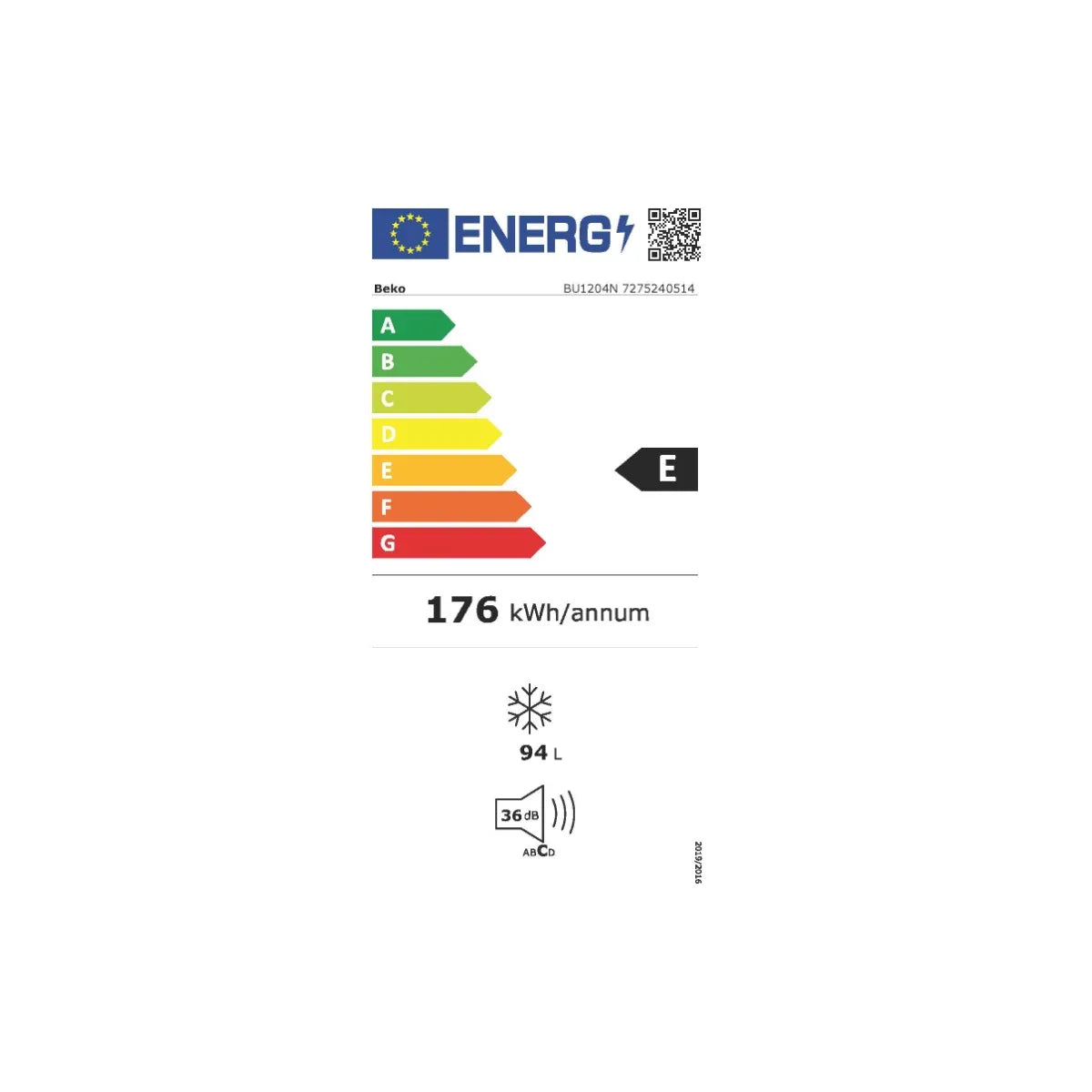 Beko BU1204N Congelador Integrable 94 L Puerta Reversible Clase E
