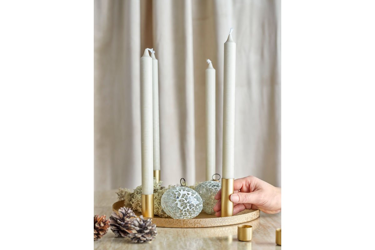 Luxusbetten24 Virela Adventskerzenhalter Metall Goldoptik 7‑teiliges Set Weihnachten