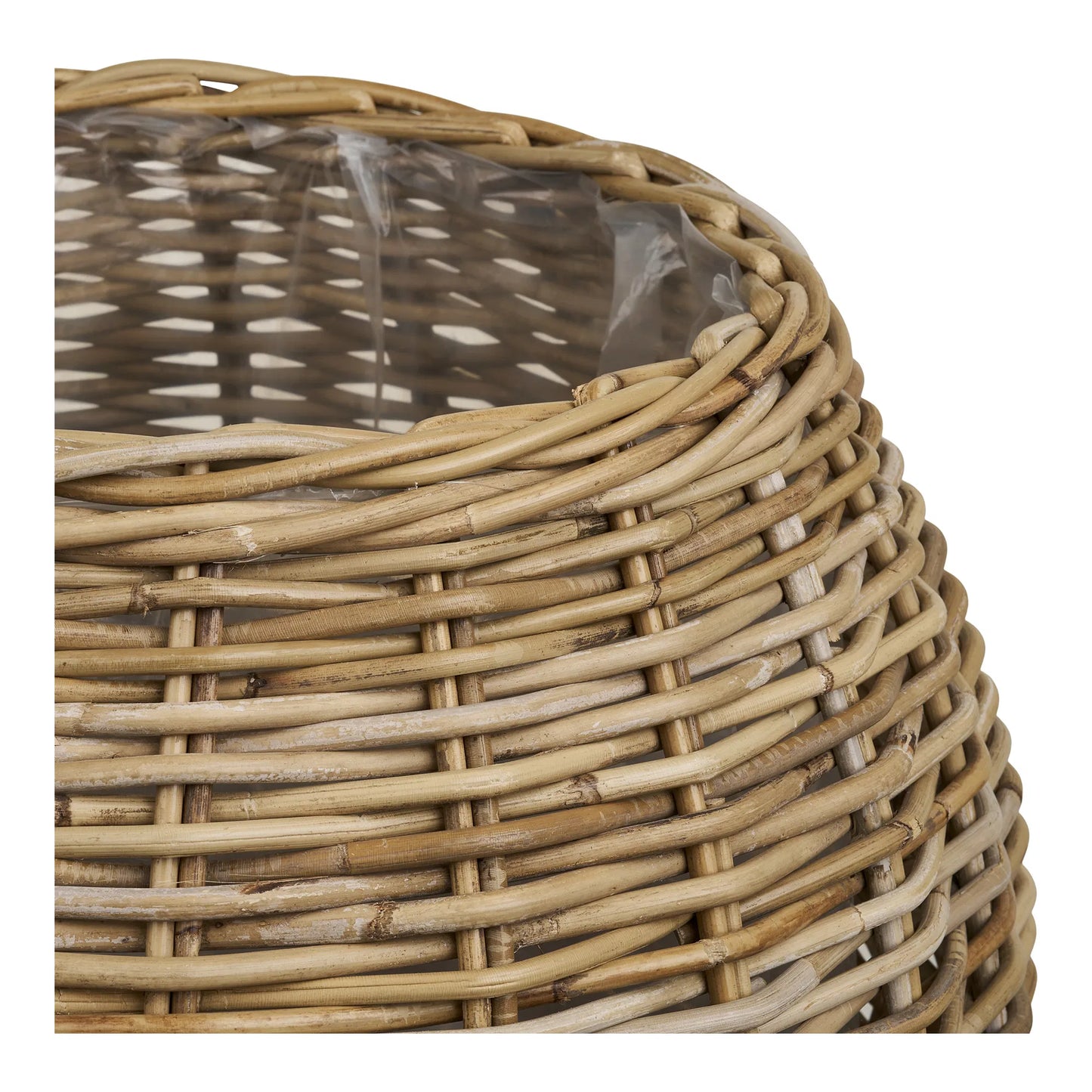 Luxusbetten24 Avenora Planzkorb aus Kubu‑Rattan 2er Set Natur