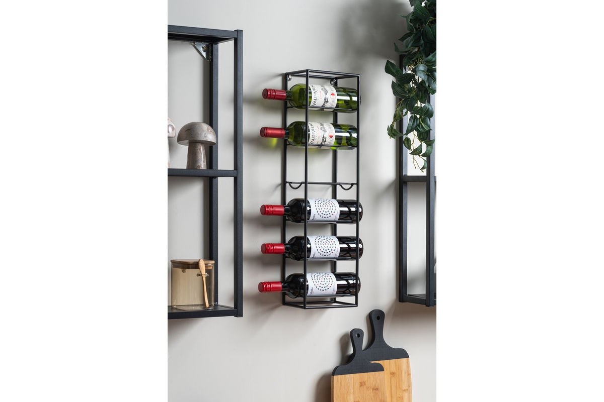 Siggy Wand-Weinregal Metall-Design Mattschwarz Hochwertig Wandmontage Wein für