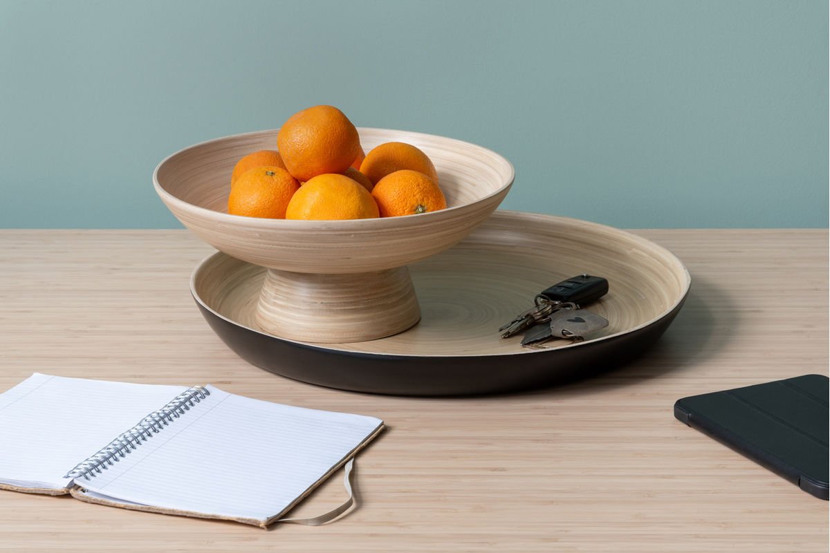 Luxusbetten24 Obstschale Miko Natürliches Bambusdesign für Küche & Tisch