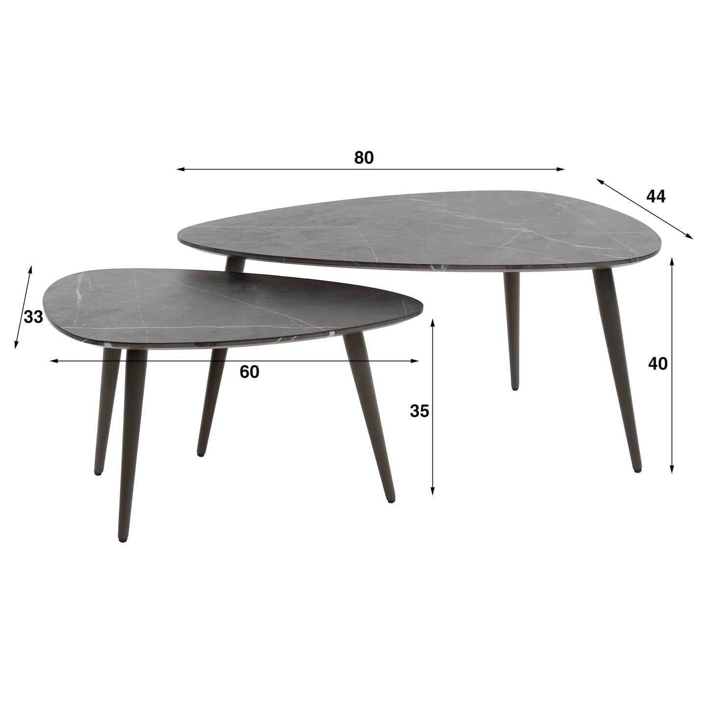 Luxusbetten24 Alvara Couchtisch 2er Set Melamin Keramikoptik mit Stahlgestell