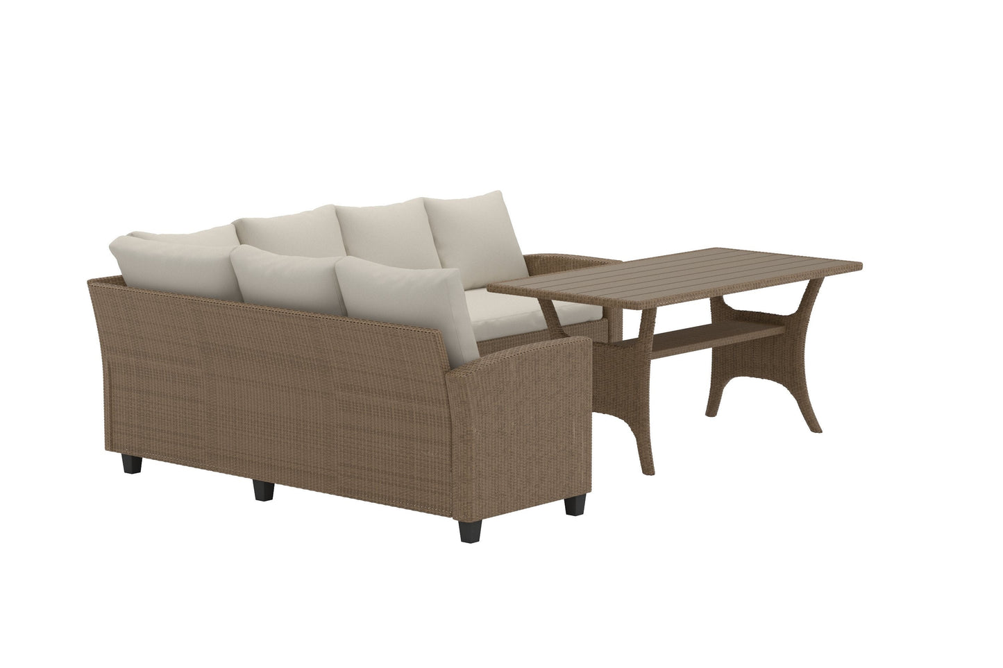 Luxusbetten24 Baresa Garten Loungeset Großes Ecksofa mit Couchtisch Beige