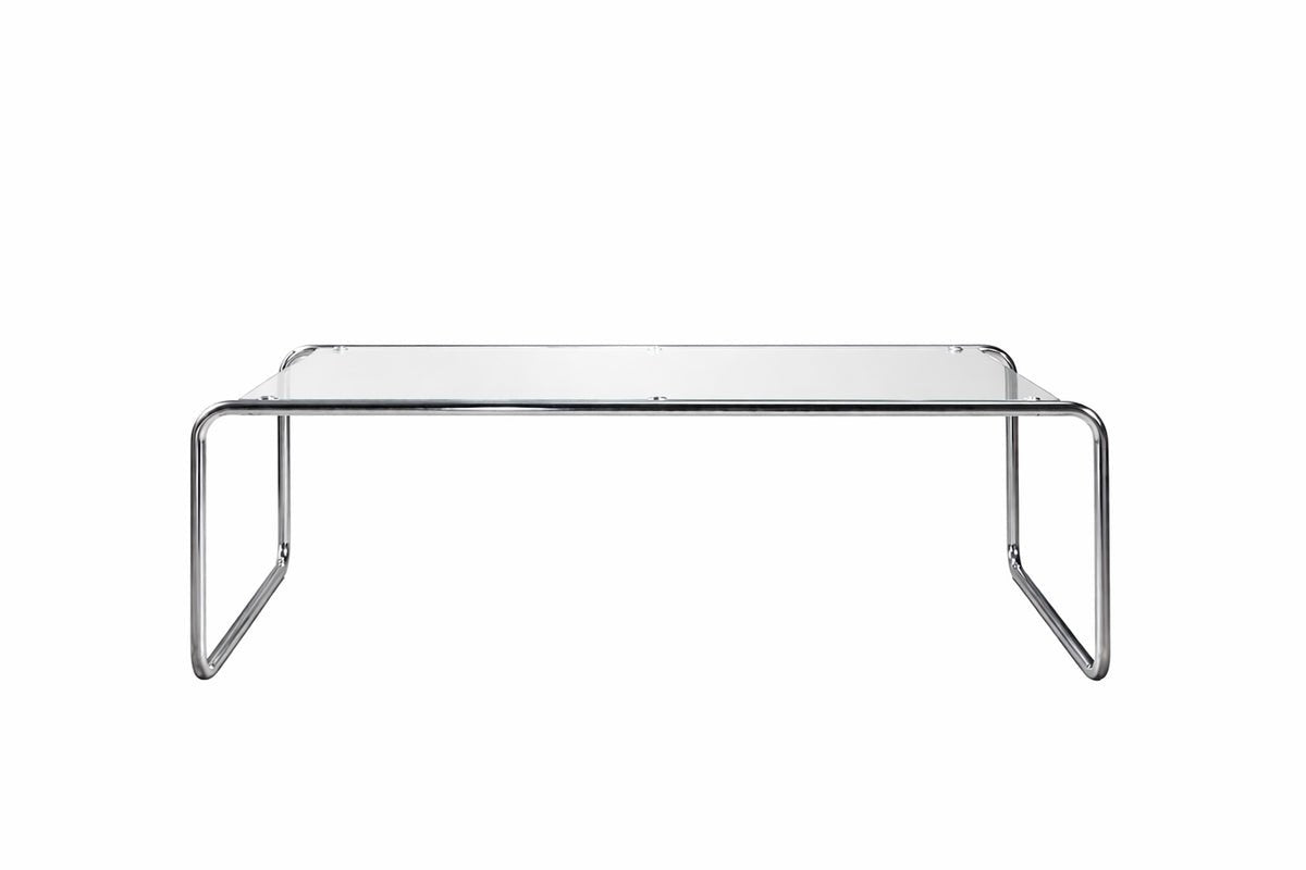 Luxusbetten24 Andi Couchtisch, Glastisch mit silbernem Metallrahmen, Silber