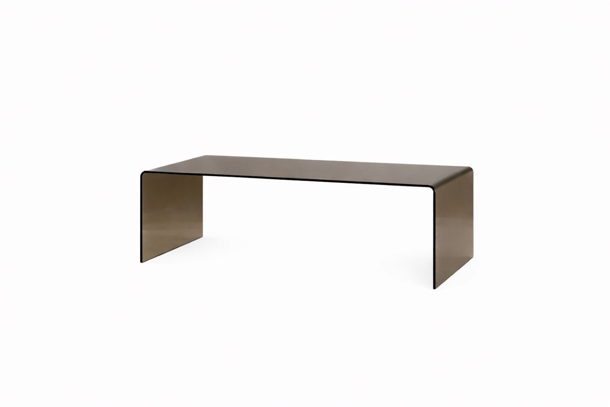 Luxusbetten24 Jorena Beistelltisch, Gebogenes Braunes Glas, Braun