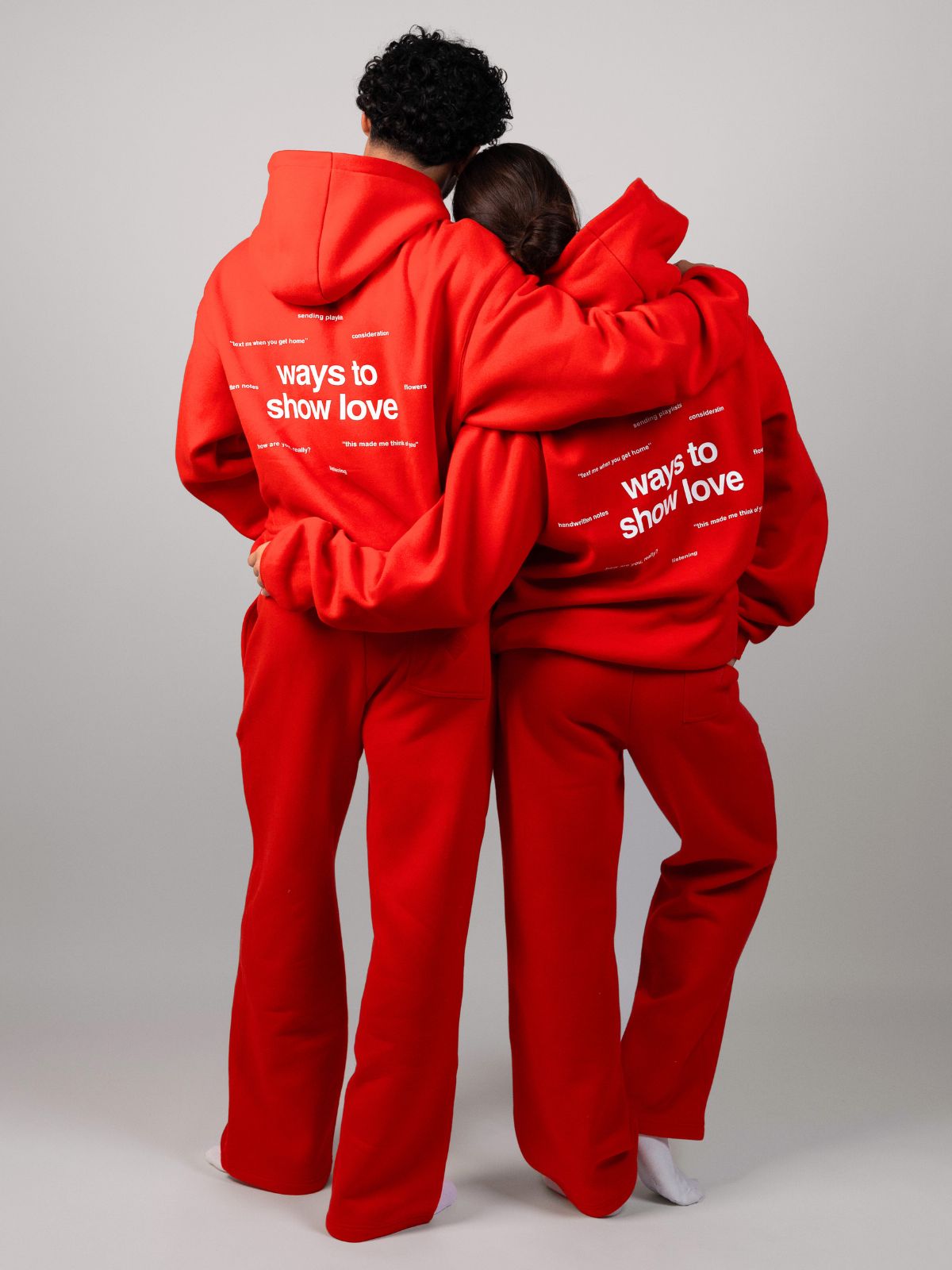 Comfrt Love Hoodie Unisex Baumwoll-Polyester Herz-Print Mehrfarbig Komfort