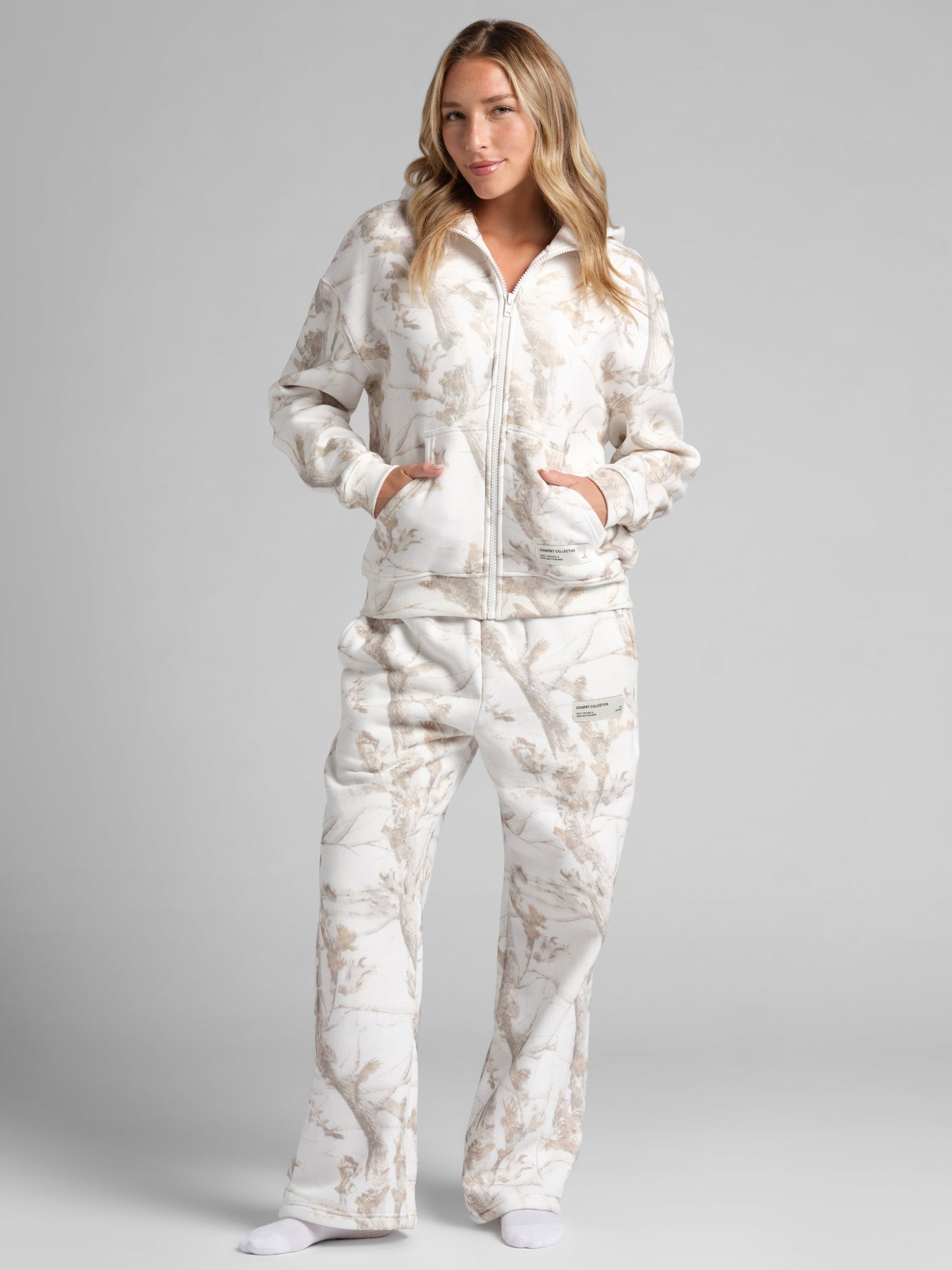 Comfrt Camo Crop Zip Hoodie