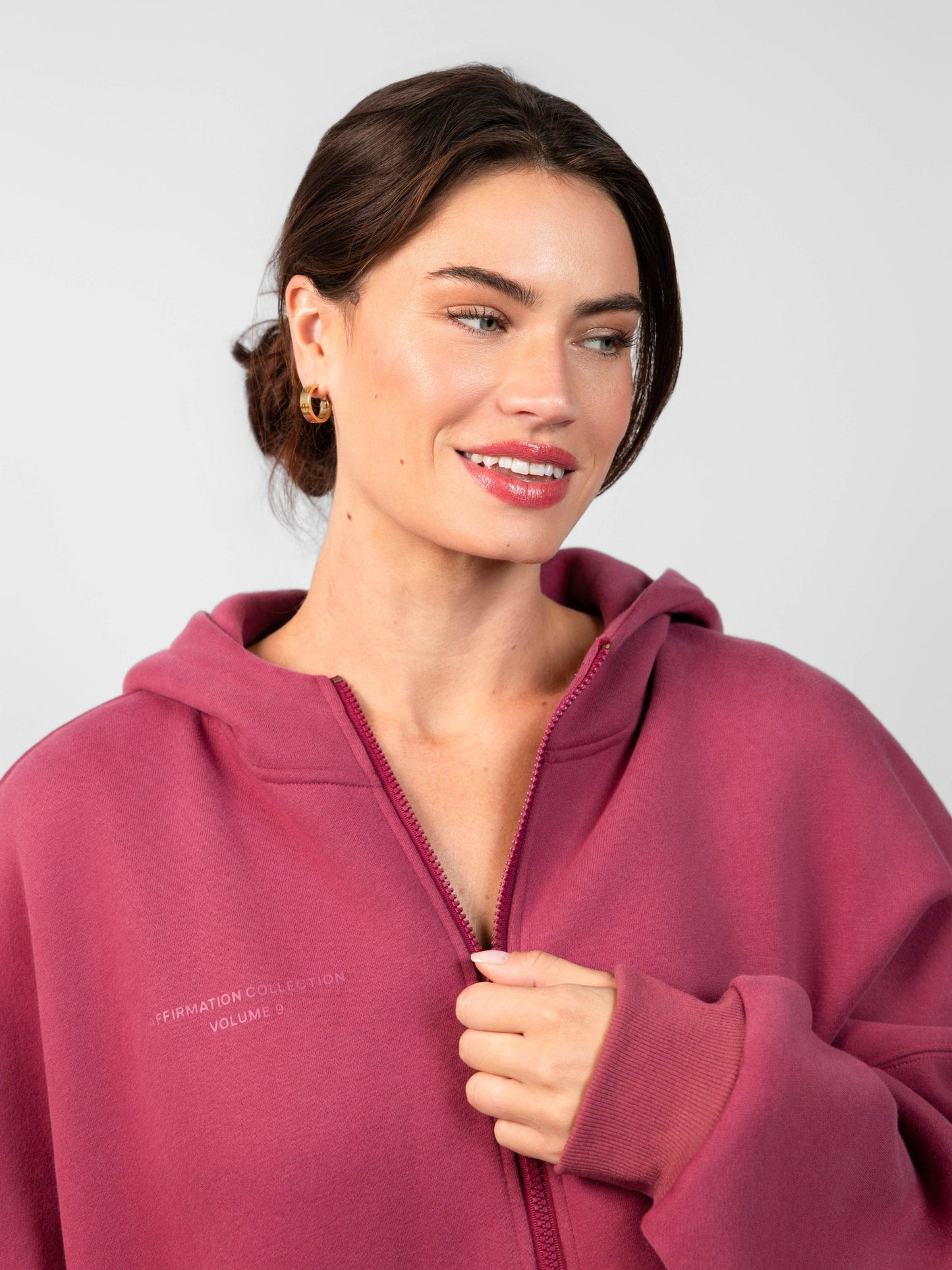 Comfrt Affirmation Zip Hoodie Oversized Soft Unisex Maroon