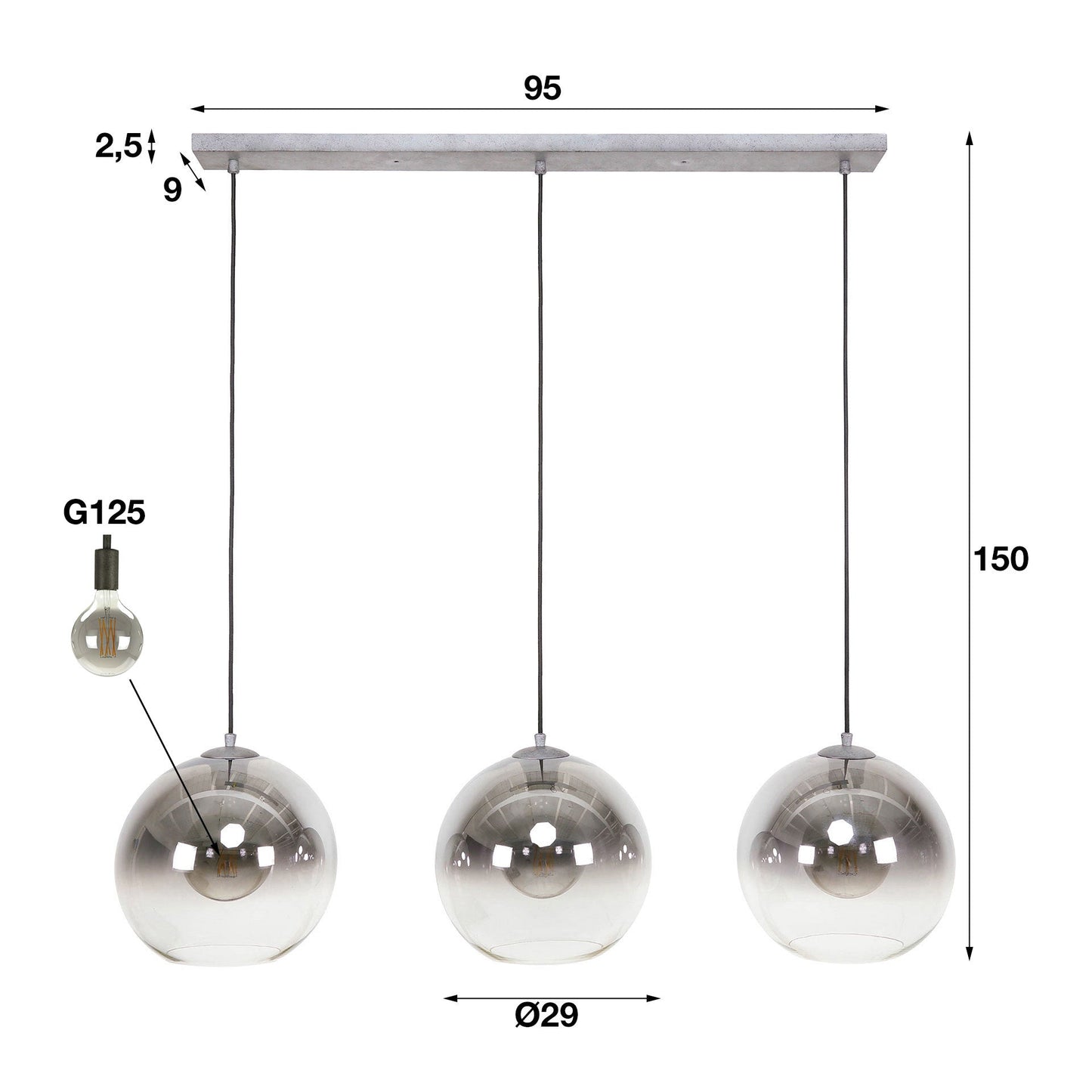Luxusbetten24 Lumetto Pendelleuchte Rauchglas mit Farbverlauf