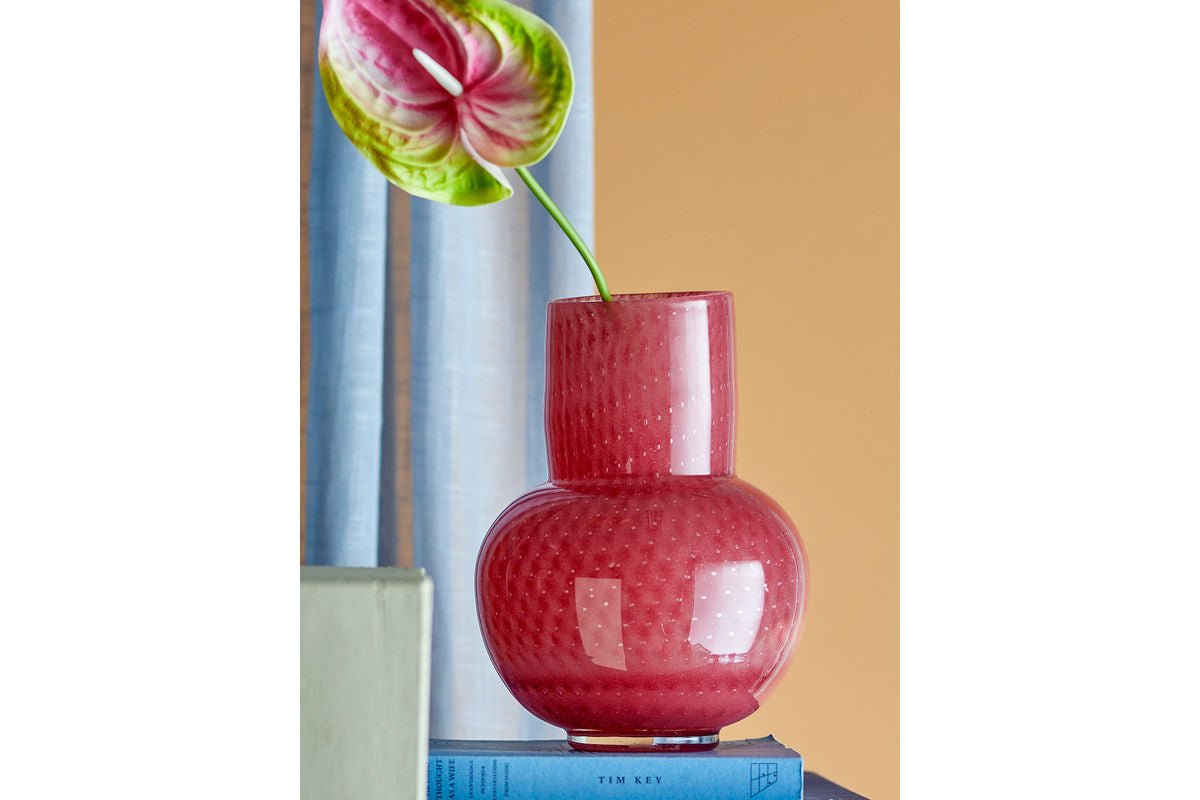 Luxusbetten24 Cherrybomb Vase Aus Glas Rot Dekorativ Handgefertigt