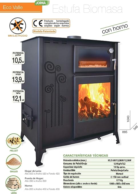 JOIMA Estufa de Pellets de 13,9 kW