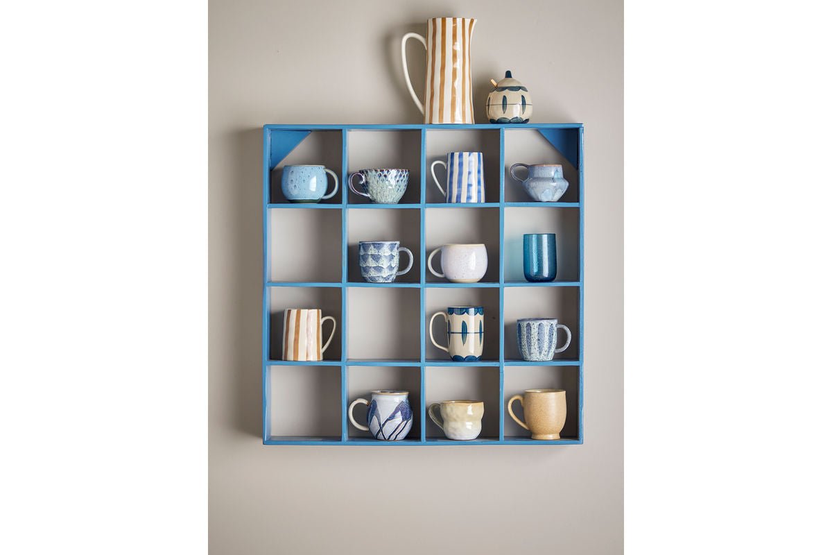 Luxusbetten24 Maribo Fächerregal aus recyceltem Holz Blau