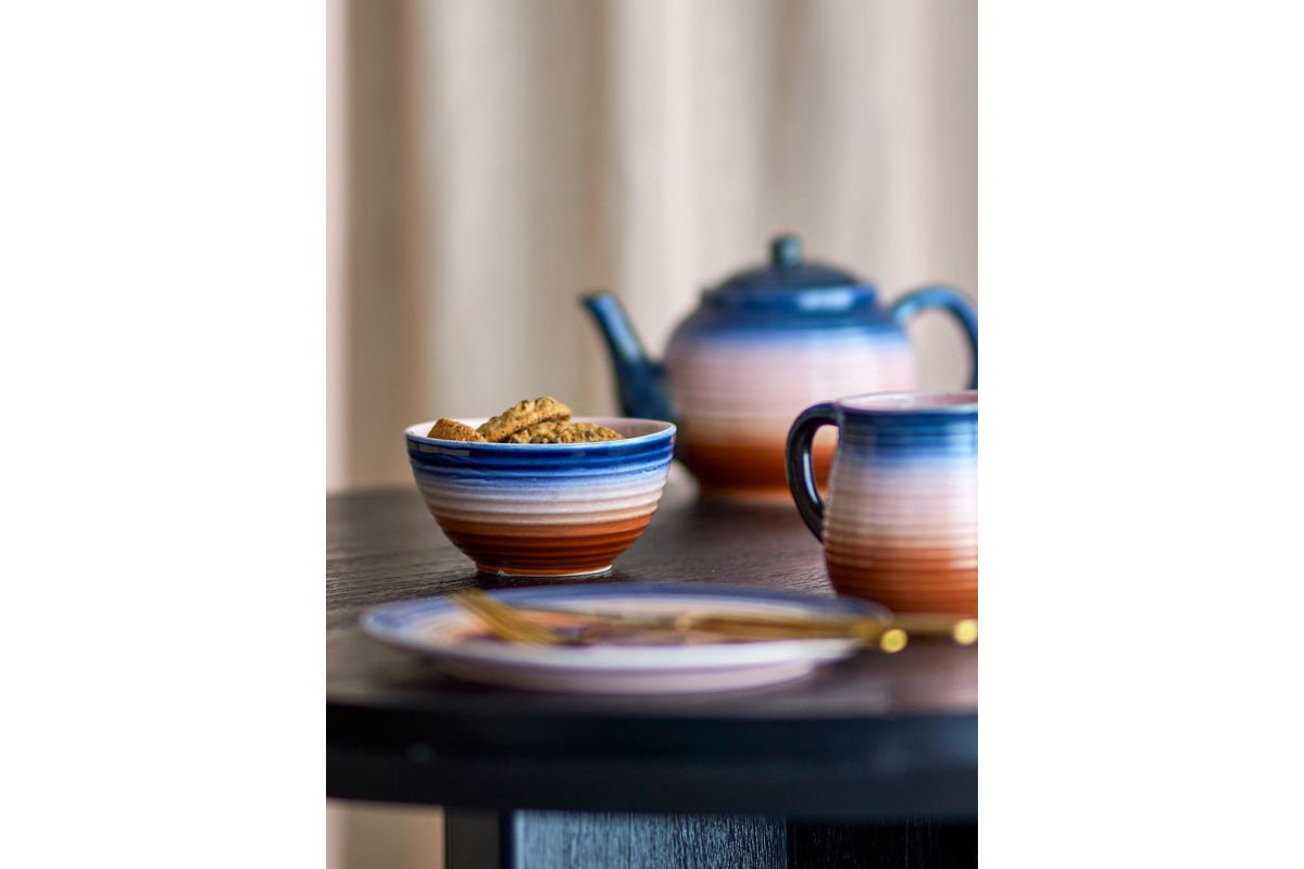 Julia Schalen-Set – 4 Stück, Warme Rosé‑Töne mit Blauen Akzenten