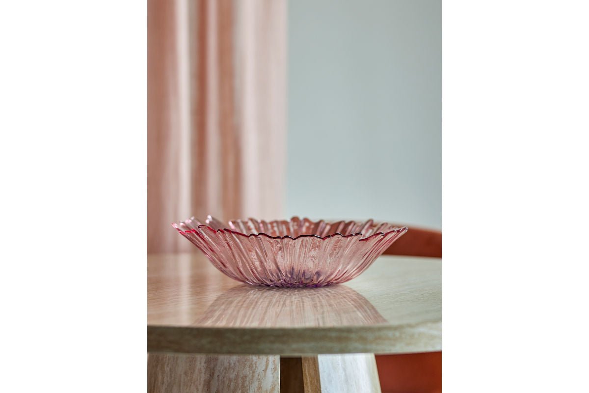 Luxusbetten24 Claire Gläserne Schale in Rosé mit floralem Charakter