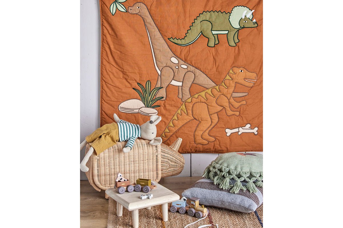 Luxusbetten24 Kinder Aufbewahrungshocker Dani – Nashorn aus Rattan mit Stauraum