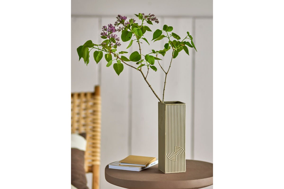 Luxusbetten24 Orlina Handgefertigte Braune Steingut Vase Wohnzimmer Dekor