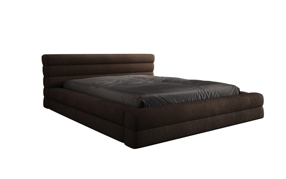 Designer Luxusbetten24 Velana Bouclé Polsterbett 120×200 mit Hellgrau