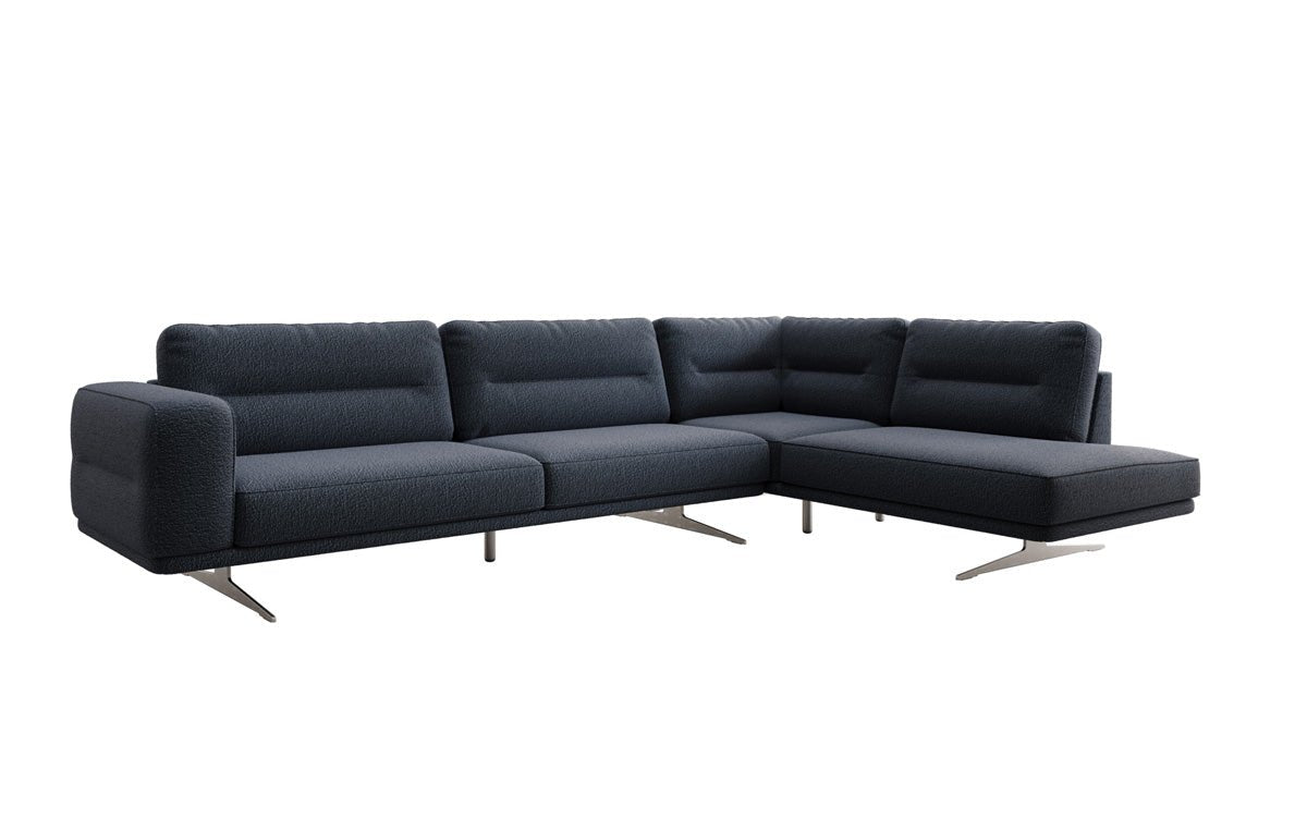Designer L Sofa closed Torino in Bouclé