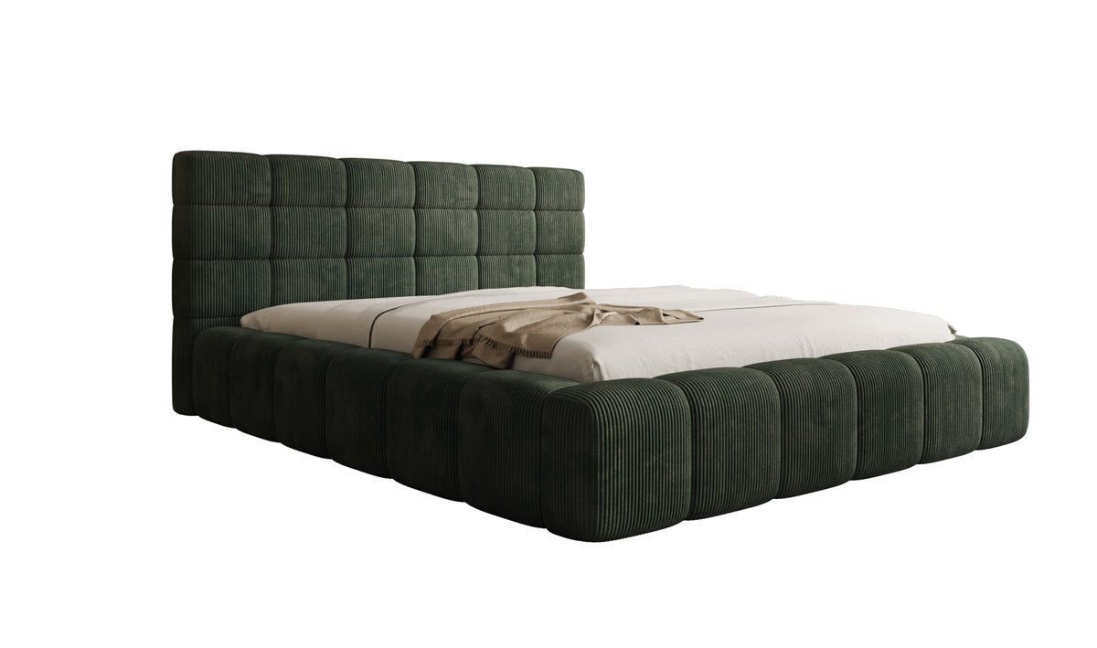 Designer Polsterbett Marshmallow aus Cord mit praktischem Stauraum