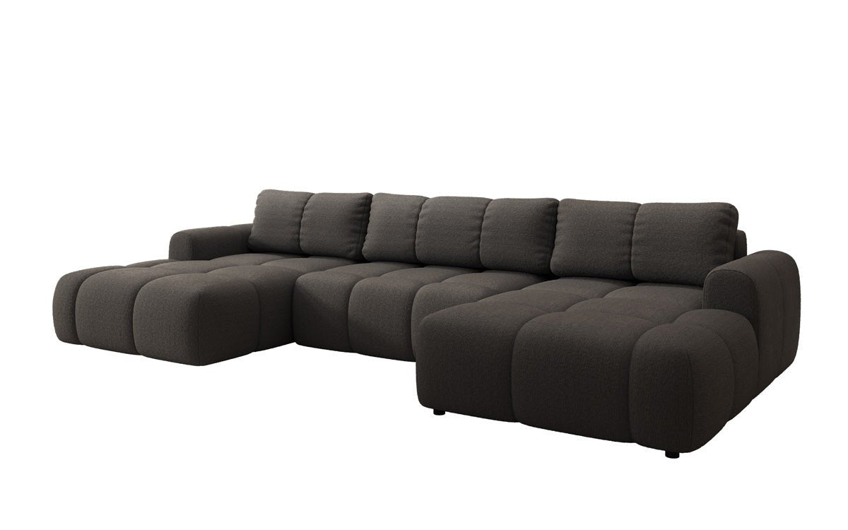 Luxusbetten24 Analfi U Designer Sofa mit Schlaf‑ und Klappfunktion, Bouclé