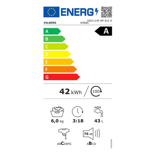 VALBERG Lavadora 6kg 1200rpm Clase A Blanca WF 612
