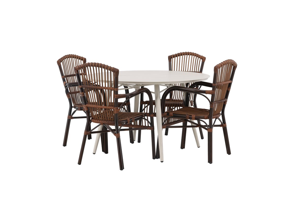 Garten Essgruppe Jorina – 5‑Teiliges Set in Rattanoptik