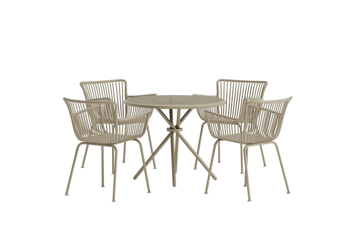 Garten Essgruppe Solvira – 5‑Teiliges Gartenmöbel-Set mit Rundem Tisch