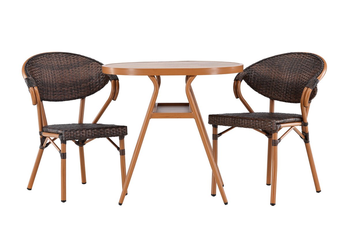 Elyon Garten Loungeset Braun – 3‑teiliges Set mit Tisch