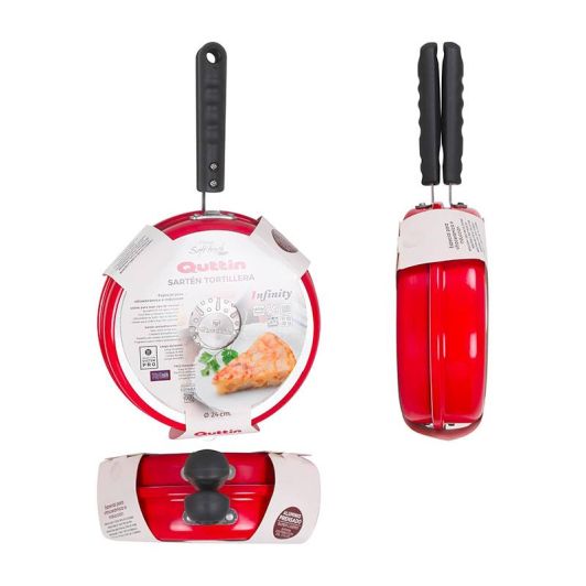 QUTTIN Sartén Tortillera 24 cm Doble Capa Cerámica Rojo
