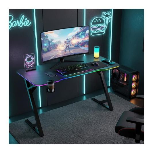 EDENWOOD BG120 LED Escritorio Gaming Negro con Iluminación