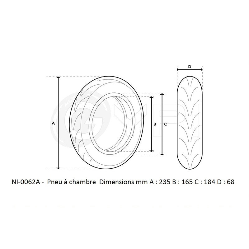 Neumático GYPI sin cámara con gel, 10 pulgadas, 60 psi