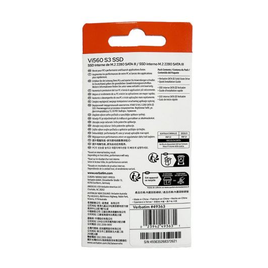 VERBATIM NV3 SSD Interno M.2 512GB Aluminio Negro