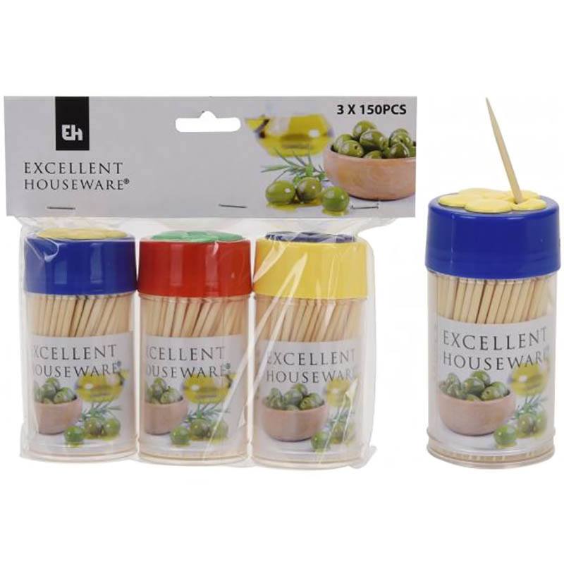Koopman Zahnstocher Pack 3×150 Stück Transparent für die Küche