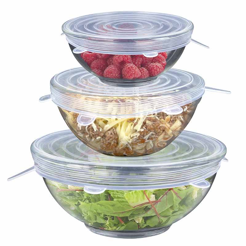 GROUPE CMP Silikon Deckel Set 3 Stück – Transparent, 14,5‑20,5 cm
