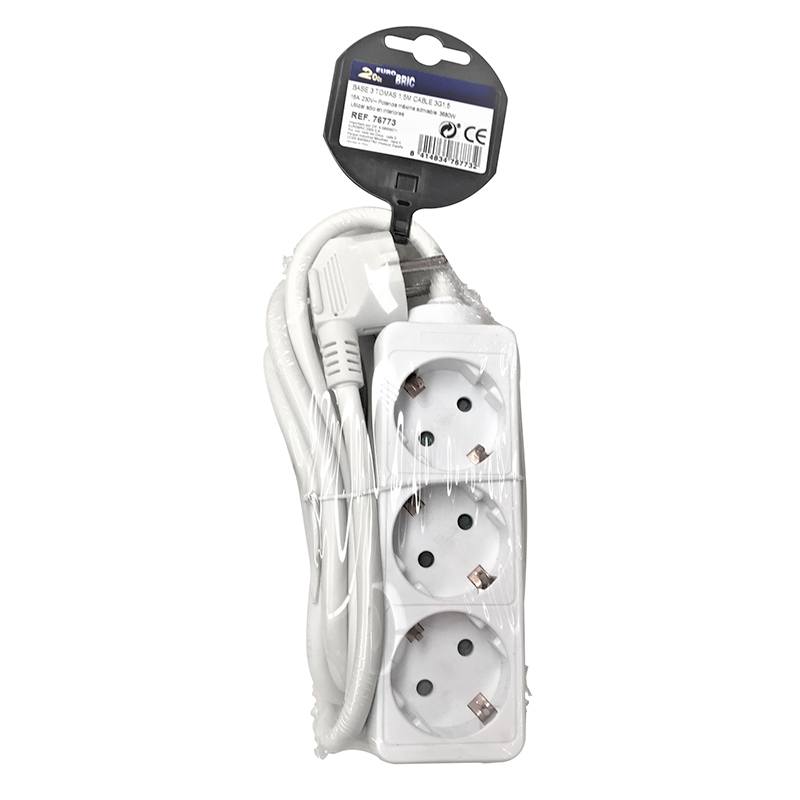 EUROBRIC Mehrfachsteckdose 3‑fach Schuko 16 A 1,5 m Kabel für Haushalt