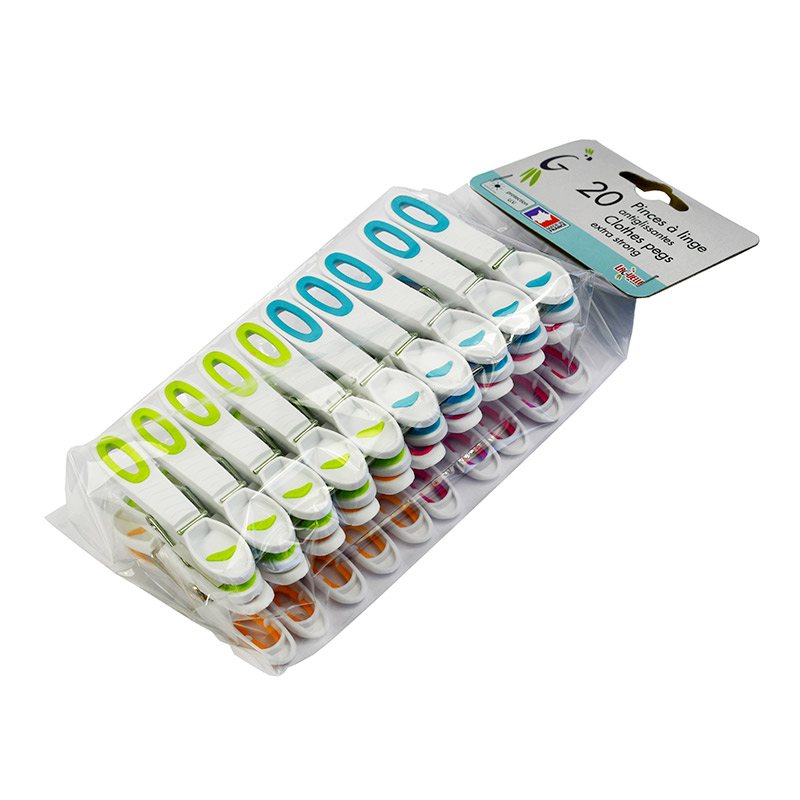 LAGUELLE 20er Pack Bimaterial Wäscheklammern UV‑Schutz für Haushalt