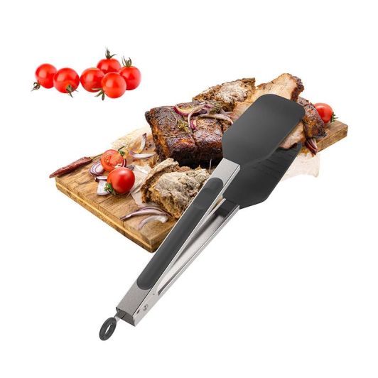 CECOA DIFFUSION Pinzas Cocina Acero Inoxidable Silicona Negro