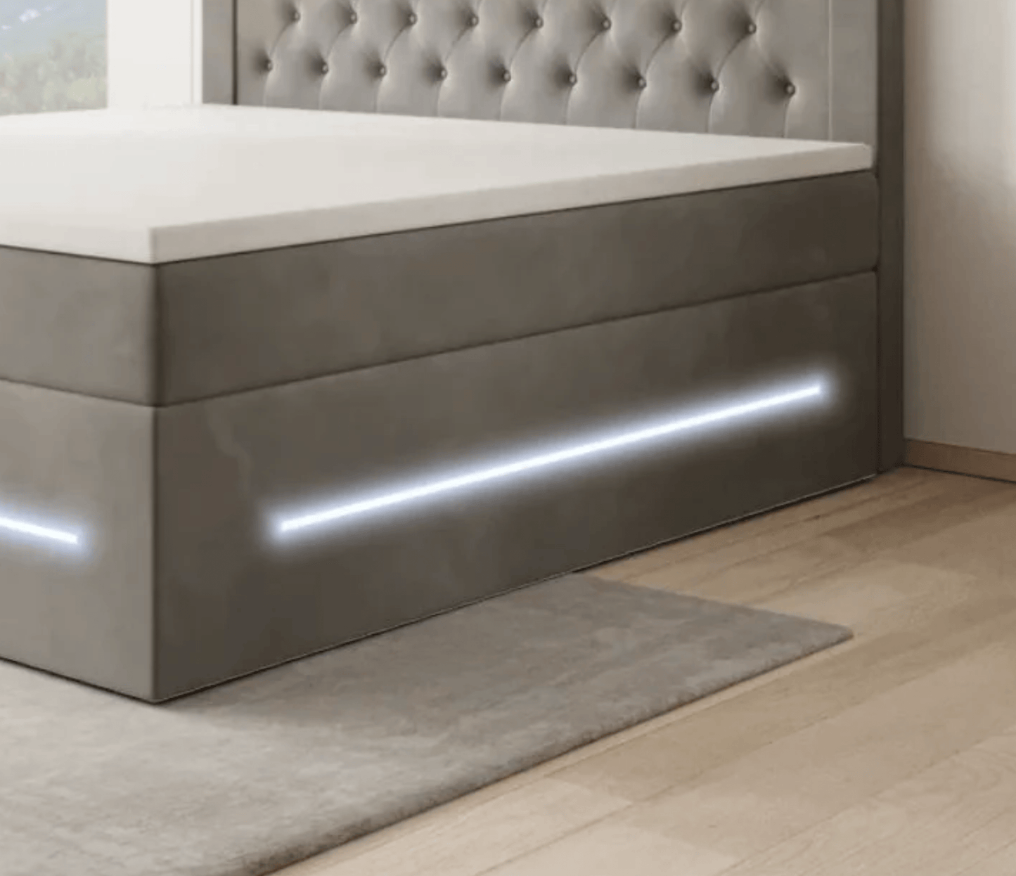 Luxusbetten24 LED-Streifen Seitlich Anbringen Beleuchtung im Schlafzimmer