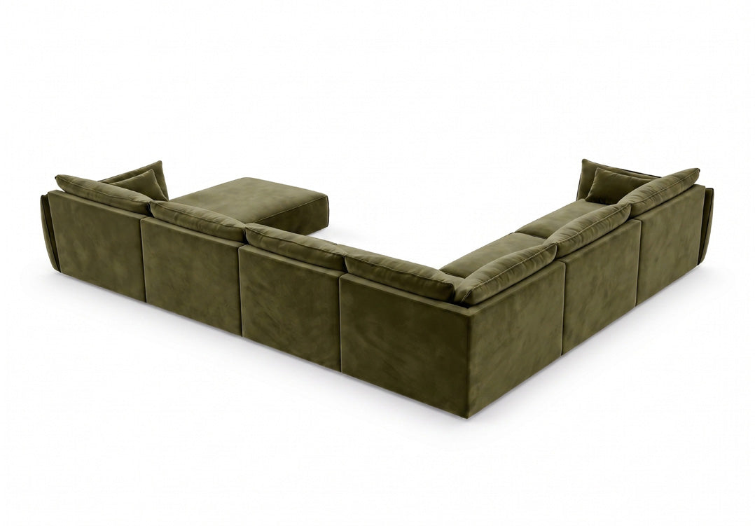 Luxusbetten24 Nuvola U Samt Designer Sofa L-Form Wohnzimmer